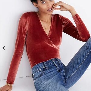 Madewell Rust Velvet Bodysuit